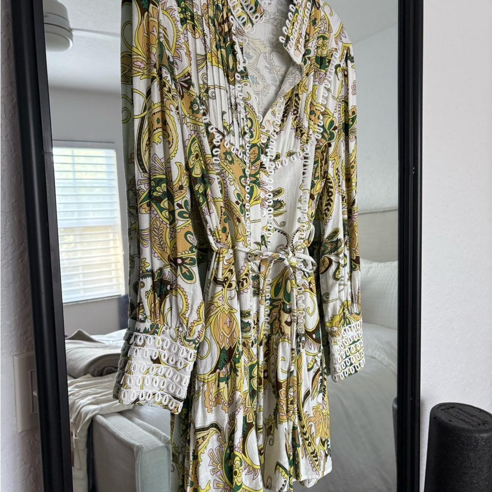 Arabessa Elegant High neck 100% Linen Paisley Print Dress. Never worn - Picture 3 of 5